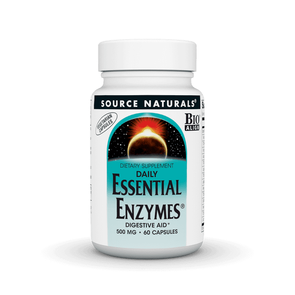 Source Naturals Essential Enzymes 500 mg Vegetarian Capsules, 60 Count
