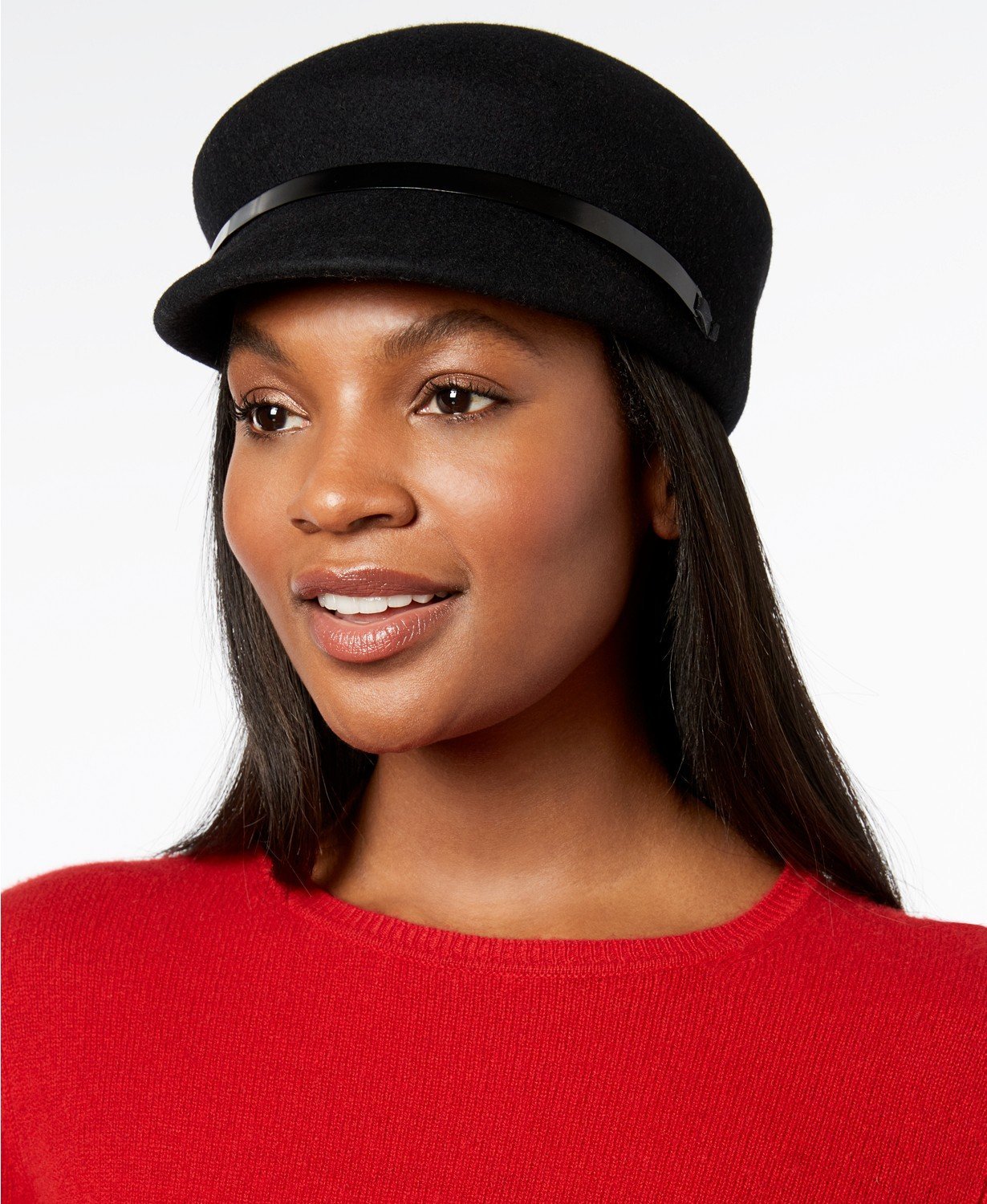 Nine West Wool Felt Newsboy Cap, Black 