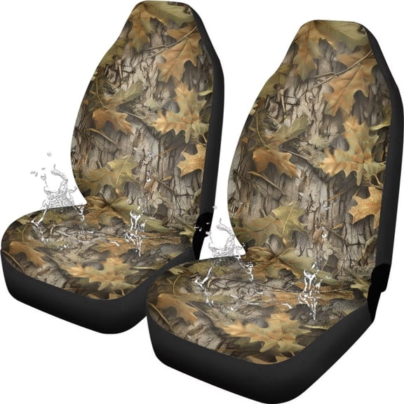 Uorisanigo Camouflage Hunting Forest Car Seat Covers 2 Pcs Car Seat Covers Front Seats Only Waterproof Breathable Easy to Install Anti-Slip Back Fabric Universal Fit for Auto Truck Van SUV