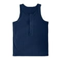 thumbnail image 5 of Knitted Tank Tops for Men Button Down Deep V Neck Casual Workout Gym Shirt Bodybuilding Tee Casual Summer Beach Shirts Navy, Size M, 5 of 6