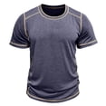 thumbnail image 5 of Rvwovn Men's Contrast Stitch T-Shirt, Casual Short Sleeve Crew Neck Slim Fit Tee Summer Daily Top, 5 of 7