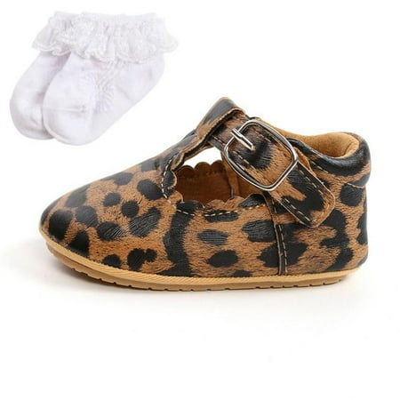 

Baby Boy Girl Leopard PU Leather Shoes Soft-soled Toddler Kids Shoes + Socks Two Piece