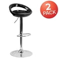 thumbnail image 4 of 2 Pk. Contemporary Black Plastic Adjustable Height Barstool with Rounded Cutout Back and Chrome Base, 4 of 9
