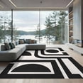 thumbnail image 2 of ODIKA 8'x10' Washable Area Rug Durable, Non-Slip Black White Geometric Abstract Art Design Elegant Contemporary with Bold Contrast for Living Room, Under Sectional, Family, 2 of 7