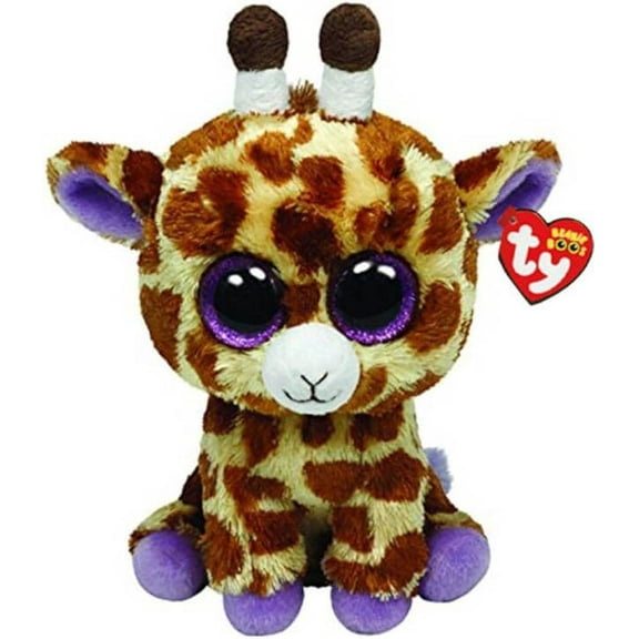 TY Beanie Boos - SAFARI the Giraffe (Glitter Eyes) (Regular Size - 6" Plush) (BONUS 1 RANDOM TY ERASER)