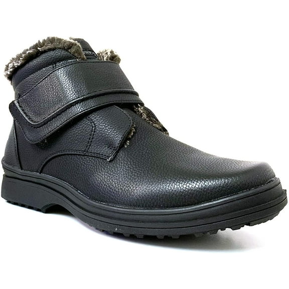 Men's Boots Fur Lined Hook and Loop Warm Winter Ankle Shoes