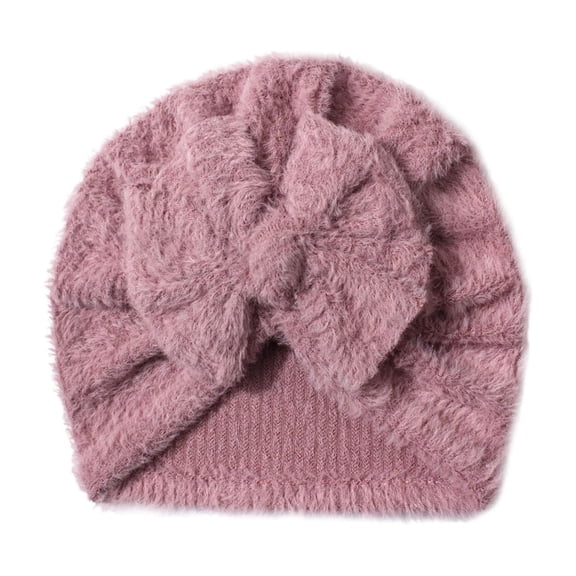 AJGRHE Cozy Solid Kids Hat With Soft Bow For Cold Weather Warm Cap For To Toddlers Comfort And Cute Pink 0-24 Months