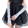 thumbnail image 1 of Visland Gants Rétro Sans Doigts pour Femmes Manches en Dentelle Gothique avec Sangles Poignets à Volants pour Cosplay Bal Usage Quotidien, 1 of 7