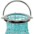 thumbnail image 6 of Northlight Woven Iron Pillar Candle Lantern with Glass Hurricane - 16.25" - Turquoise Blue, 6 of 8