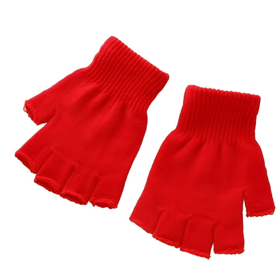 TELOLY Winter Half Finger Gloves Knitted Fingerless Mittens Warm Stretchy Gloves for Men and Women