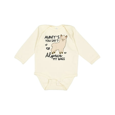 

Inktastic Aunty s You Say Alpaca My Bags Gift Baby Boy or Baby Girl Long Sleeve Bodysuit