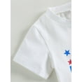 thumbnail image 6 of Wassery Toddler Boys Independence Day Clothes Suit  White Short Sleeve Letter Star Print Tops + Red Drawstring Shorts 4th of July Summer Outfit Sets 0-3T, 6 of 8