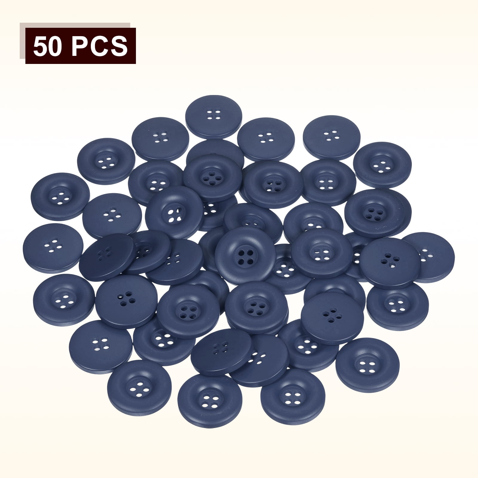 Uxcell 50pcs Sewing Button 30mm 4 Holes Resin Round Crafting Buttons, Light Blue