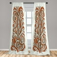 thumbnail image 4 of Ambesonne Paisley Curtains 2 Panel Set, Swirling Leafy Boho Bloom, Pair of - 28" x 84", Dark Orange Tan Taupe, 4 of 4