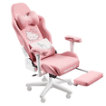 thumbnail image 3 of Silla para videojuegos Hello Kitty, cómoda silla ajustable con elevación para el hogar, sillas de oficina para ordenador de cuero PU rosa duradero con otomana, 3 of 3