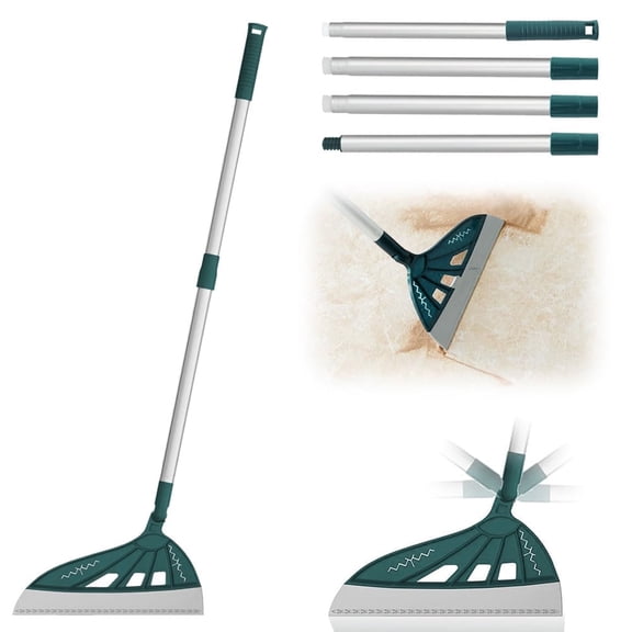 Magic Silicone Broom All Surface Sweeper Squeegee for Wet and Dry Cleaning Dust, Dirt, Liquids, Pet Hair, Tile, Hardwood Floors, Carpet, Furniture, Windows, Shower Doors (Green - 1 Pack)