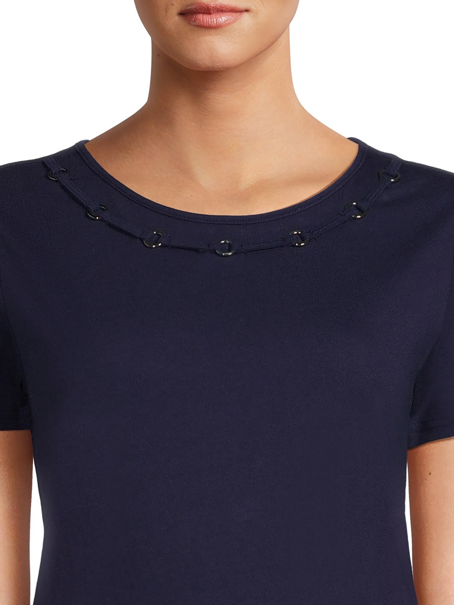 RealSize Women's Embellished Crewneck Tee with Short Sleeves, Sizes XS-3XL
