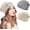 Gray, Beige, variant on 2 Pieces Floral Crochet Slouchy Beanie Hat Handmade Knit Cutout Women Floral Skull Cap Stretchy Knitted Crochet Hat for Women