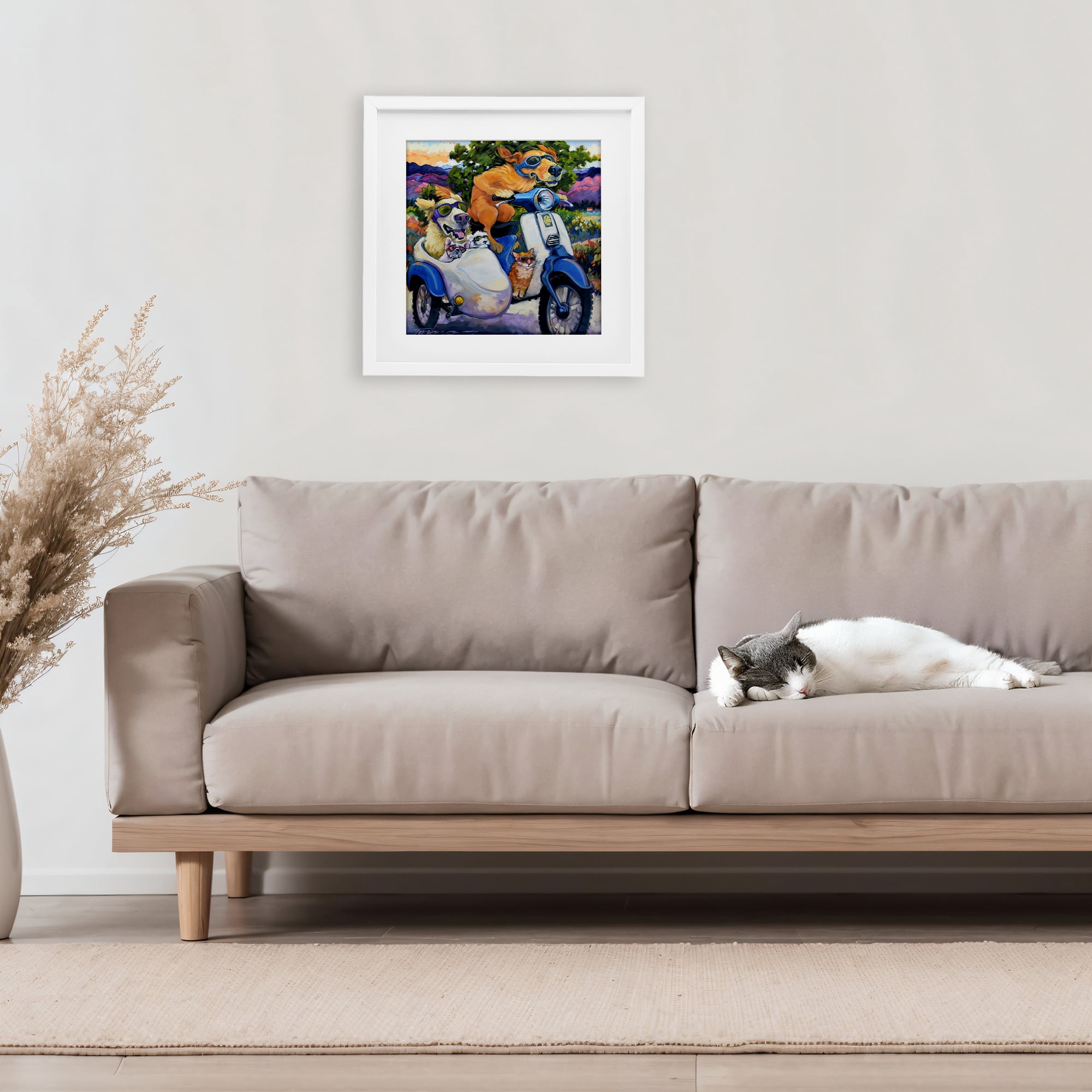 Stupell Industries All Doggled Up Sidecar White Framed Print Under Glass, design by CR Townsend