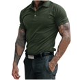 thumbnail image 2 of GZWYHT Mens Polo Shirts,Mens Shirts Male Summer Solid Print T Shirt Turn Down Collar Raglan Sleeve Tops T Shirt Big And Tall Shirts,Workout Shirts Army Green XL, 2 of 9