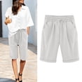 thumbnail image 3 of Lmueinov Women's Casual Sweat Shorts, High Waisted Drawstring Bermuda Shorts with Pockets, Lightweight Athletic Summer Lounge, 3 of 6