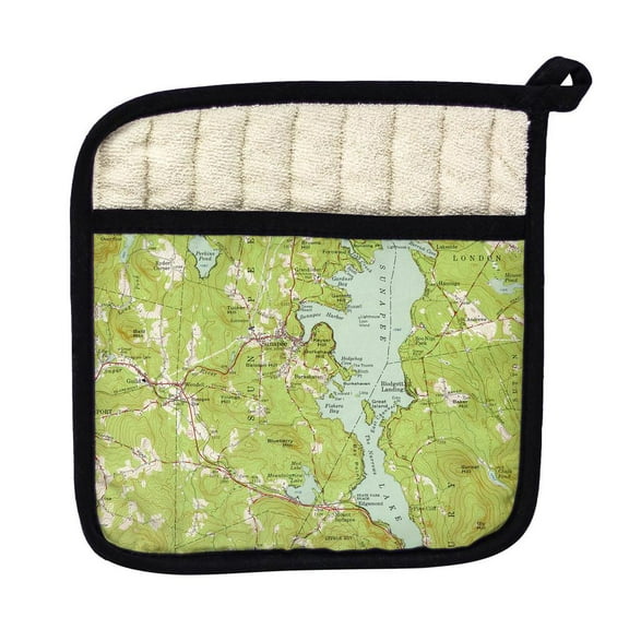 Betsy Drake Interiors Sunapee Lake, NH Nautical Map Pot Holder
