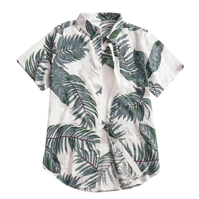 Camisas Hombre Vestir Manga Beach Hawaii Casual Blouse Imprime la blusa de Button Men's Top Fashion Imprime la blusa de Short Men (Grey, S)