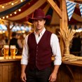 thumbnail image 2 of EOYWHK Cowboy Hat for Men Western Cowboy Wide Brim Hat with Braided Leather Band Felt Hat for Rodeo Party Costume Outdoor, Red, 2 of 5