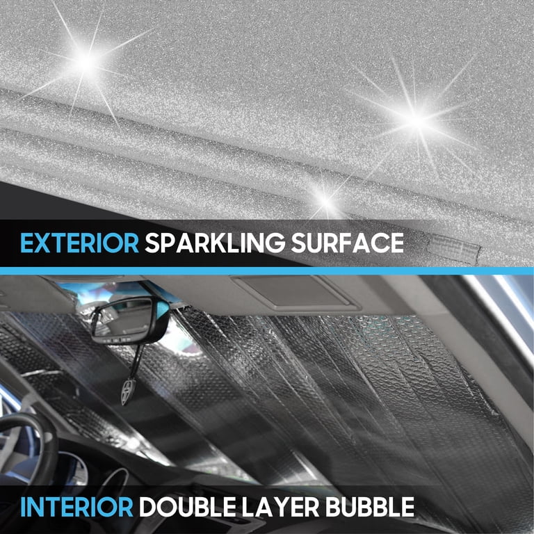 BDK Silver Glitter Windshield Sun Shade, 58" x 24" photo 4