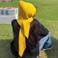 thumbnail image 5 of Women Hooded Shawl Solid Color Lace-up Knitted Shawl Autumn Winter Elastic Versatile Casual Hat Scarf-Yellow, 5 of 8