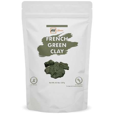 mGanna French Green Clay Powder for Face Mask and Soap Making 1 lbs / 454 Gms