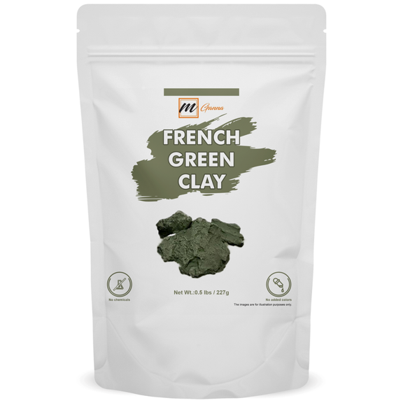mGanna French Green Clay Powder for Face Mask and Soap Making 1 lbs / 454 Gms
