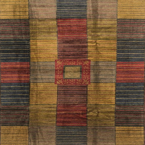 Ahgly Company Indoor Square Abstract Red Brown Checkered Area Rugs, 4' Square