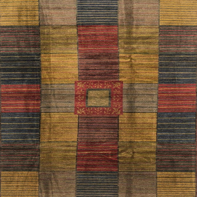 Ahgly Company Tapis d'Intérieur Carré Abstrait Rouge Brun à Carreaux, 3 Pieds Carré