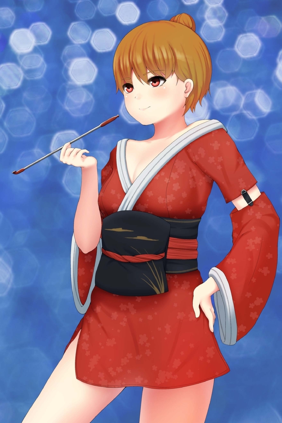 Practice Kanji Journal with Cute Anime Japanese Girl in Red Kimono