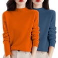 thumbnail image 2 of Chandail à Col Rond pour Femmes, Automne et Hiver, 2 Pcs, Couleur Unie, Doux et Confortable, 2 of 4