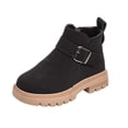 thumbnail image 4 of BRGZLK Girls Snow Boots Winter Fashion Cute Low Heel Anti-Slip Warm Short Booties Outdoor Hiking Walking Shoes for Little Kids/Big Kids Black 12.5 Little Kids, 4 of 7