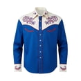 thumbnail image 5 of Tisuna Long Sleeve Western Shirts For Mens Floral Print Lapel Collar Button Down Tops Fashion Modern Fit Men'S Festival Party Casual Wear Blue Size L, 5 of 5