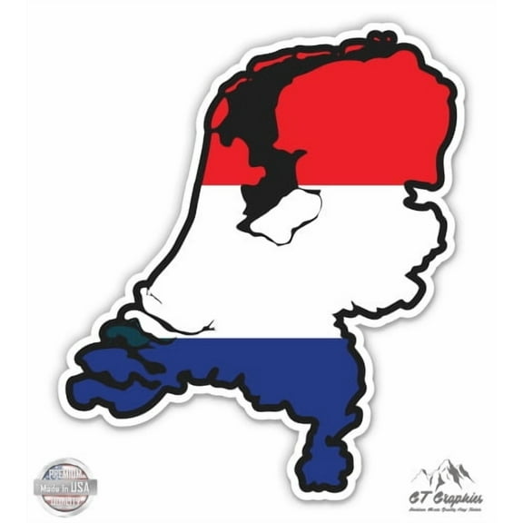 Netherlands Map Flag Country Shape - 3" Vinyl Sticker - For Car Laptop I-Pad Phone Helmet Hard Hat - Waterproof Decal