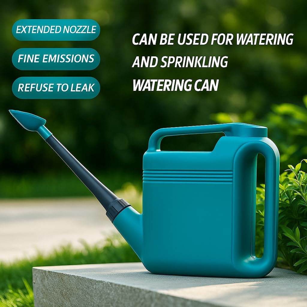2 Gallon Watering Can, Garden Can Outdoor, Large Plant with Long Spout, Non-Slip Handle, Leak-Proof Plastic