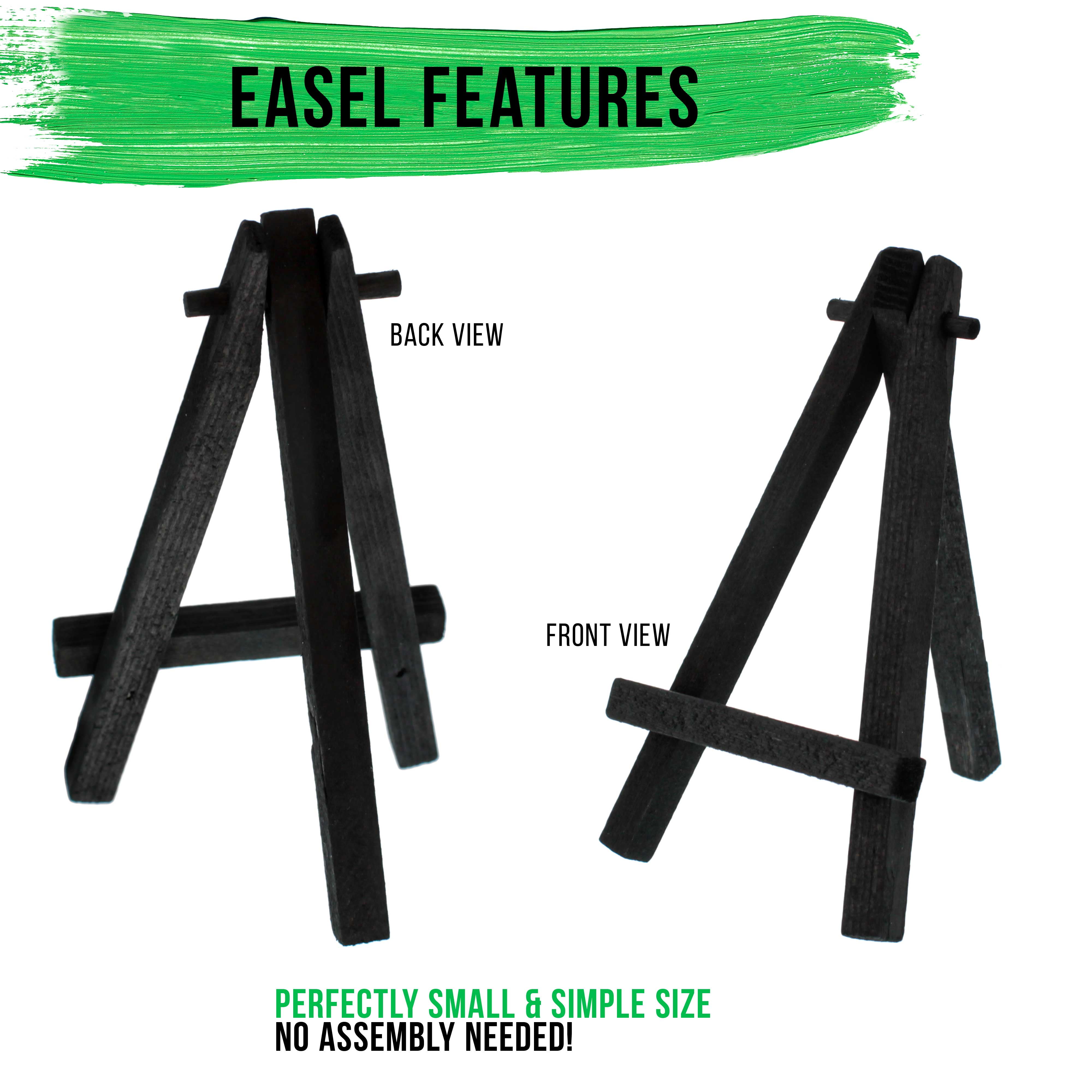 Artist Tripod Stand 12 Pack 3/" x 3/" Canvas with 5/" Mini Wood Display Easel Kit