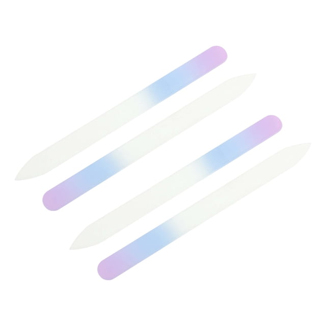 Herramienta multifuncional para manicura de vidrio de 4 piezas de colores duales, rosa y azul degradado