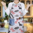 thumbnail image 6 of Cartoon Dinosaurs Flowers Pattern Apron-Garden Aprons for Women with Pockets-Cotton Linen Waterproof Kitchen Cooking Gardening Aprons Adjustable for Kitchen,Cooking,BBQ and Salon 33x27 Inch, 6 of 7