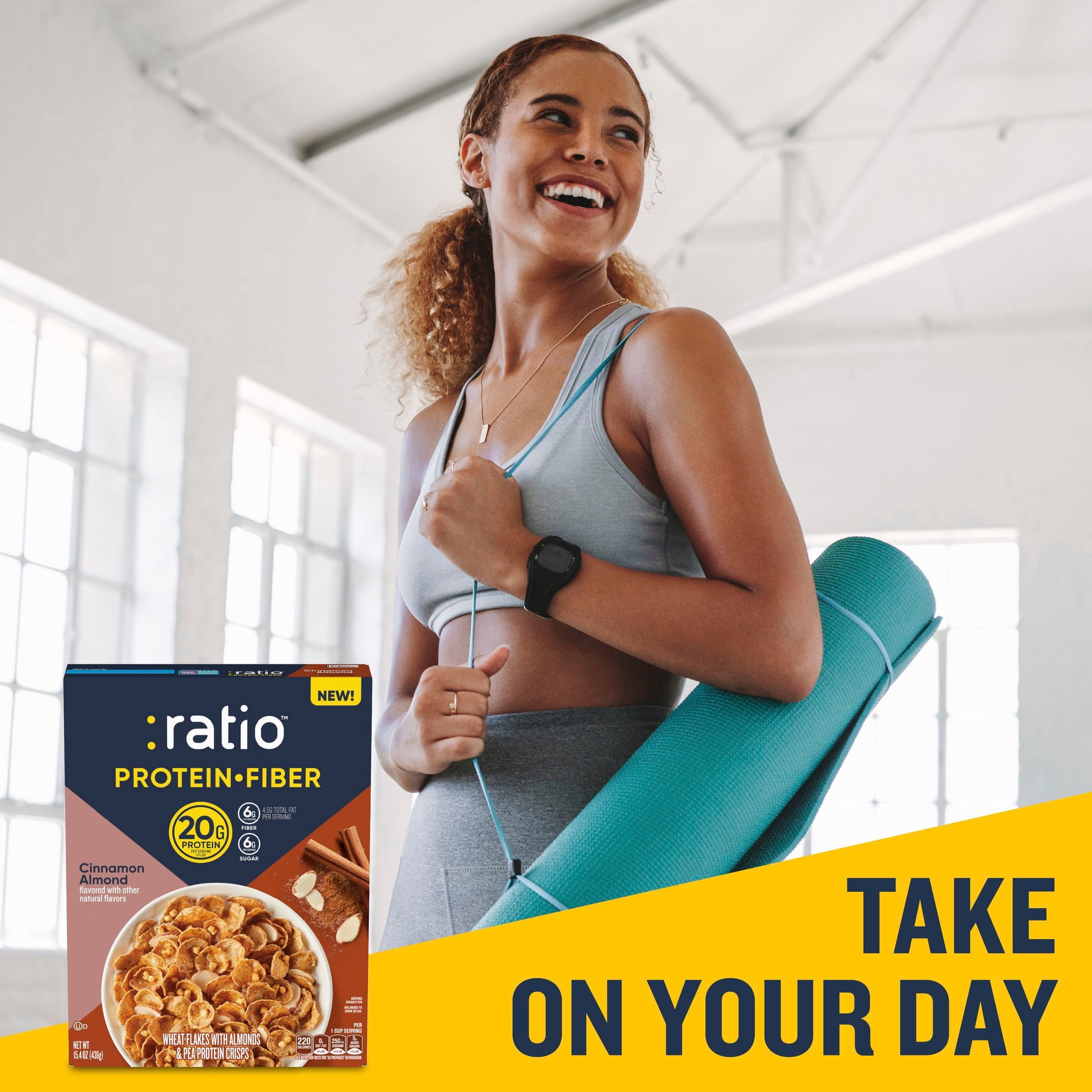 Ratio Protein Fiber Cinnamon Almond Cereal, 20g Protein, 15.4 oz