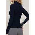 thumbnail image 3 of Women's Long Sleeve Turtleneck Fitted Rib Sweater Top Viscose Blend, 3 of 4