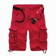 thumbnail image 2 of NIEWTR Men's Cargo Shorts Elastic Waist Relaxed Fit Cotton Casual Outdoor Lightweight Work Shorts Multi-Pockets(Red,31), 2 of 7