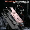 thumbnail image 2 of Case for Samsung Galaxy S25 Edge,Military Grade [Built-in Kickstand][Compatible With MagSafe] Magnetic Rotate Ring Holder Heavy Duty TPU+PC Shockproof Drop Protect Phone Case,Rosegold, 2 of 6
