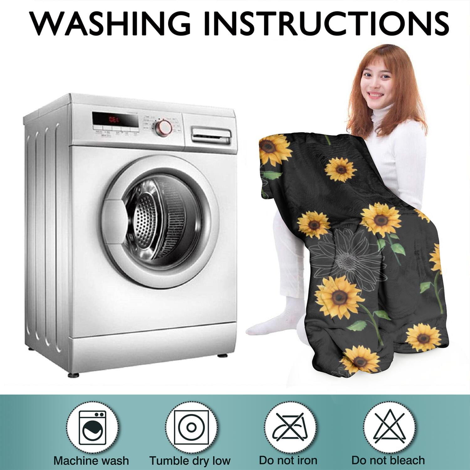 Black Yellow Green Stem Sunflower Pattern Wearable Oversized Blanket,Wearable Blanket Hoodie for Adults,Cozy Hooded Blankets with Super Pockets,Super Warm Fuzzy Pullover for Women & Men