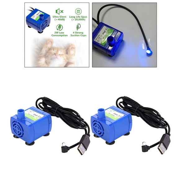 HIBIBUD 2x Cat Water Fountain Pump, Electric Pet Animal Fountain Pump, Water Dispenser Pump, Pet Animal Fountain Motor Accessories