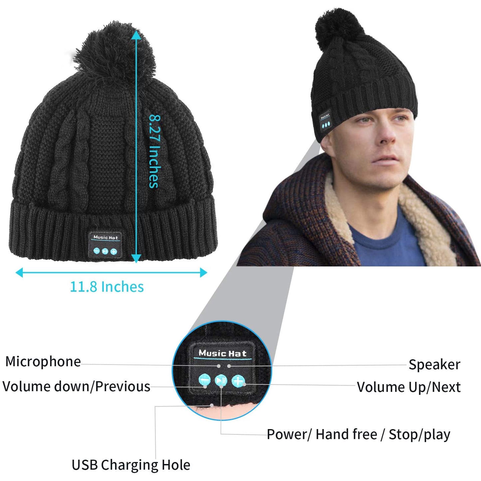 Bluetooth Beanie Wireless Bluetooth Hat Speaker Headphone